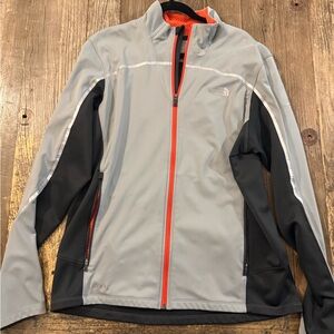 The North Face Men's Gray and Black Performance Jacket with Orange Accents